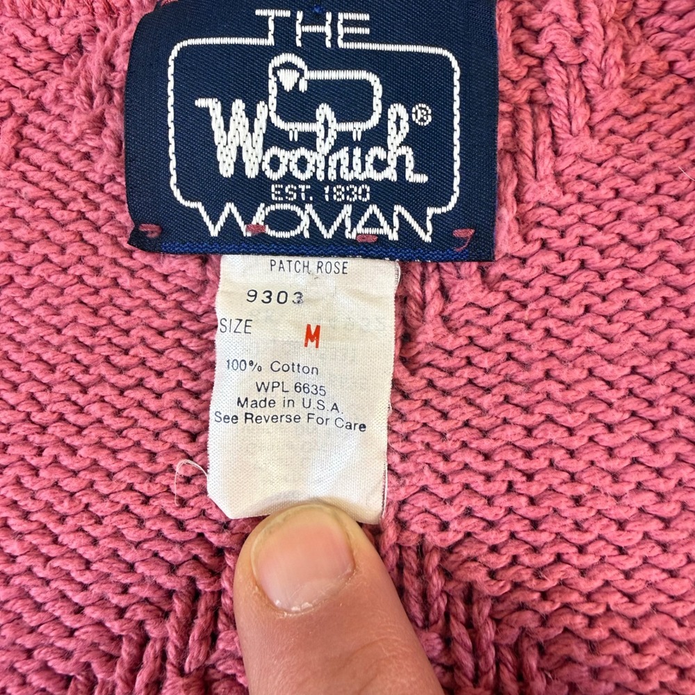 Woolrich Woman Vintage Pink Fair Isle Cotton Cardigan Sweater Made in USA Medium - Picture 4 of 16